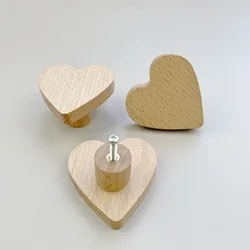 Manijas de madera en forma de corazón para armarios, tiradores de puerta, herrajes para muebles, decoración, habitación de niños, hermoso