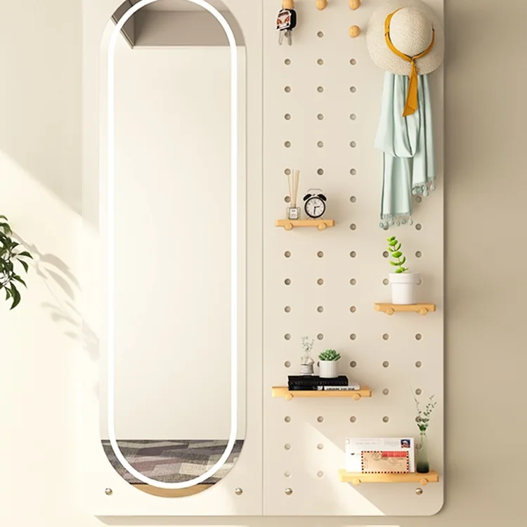 Full-length mirror hole board full-body mirror floor  household wall-mounted fitting  wall-mounted coat rack