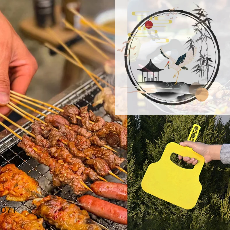 Plastic Heat Resistant Barbecue Fan Handheld Manual Grill Convenient Fan Hand Crank Blower For Outdoor Camping