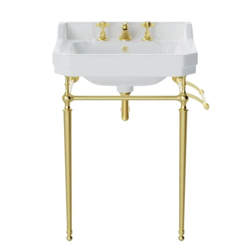 

Retro floor-to-ceiling washbasin, bracket gold bathroom balcony washbasin, bathroom cabinet integrated