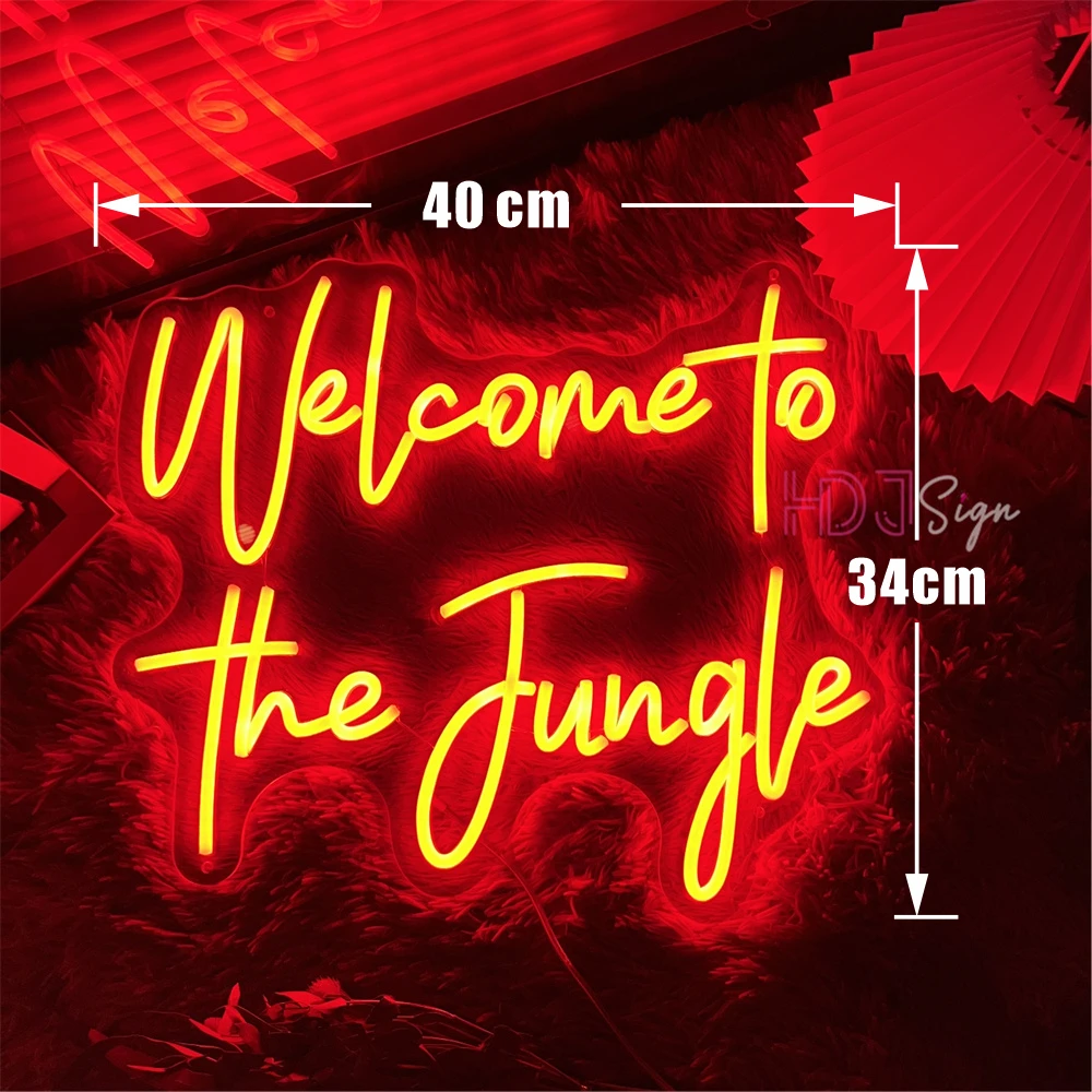 Custom Neon Sign Welcome To The Jungle Neon Led Sign Game Room Decor Bedroom Neon Light Wall Decor Party Neon Night Light Bar