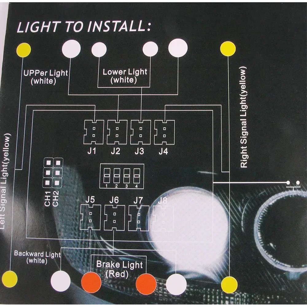 مجموعة إضاءة LED لسيارة طراز RC ، رأس وامض ، نظام المصباح ، ملحقات الشاحنة ، 1:10 ، 12