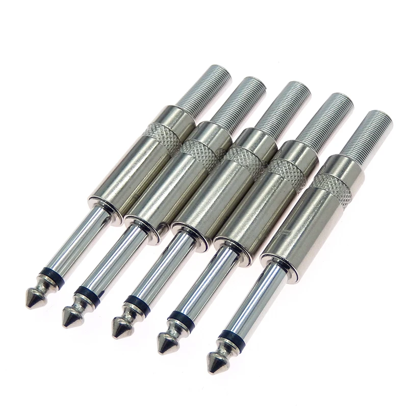 5PCS 6.3MM Mono/Stereo AUDIO jack plug male connector Welding line HeadPhone stereo 1/4\