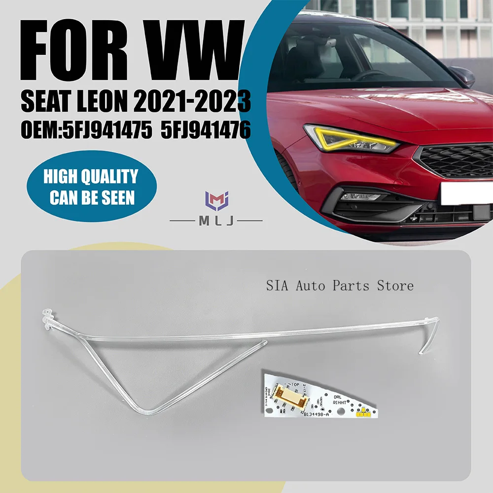 

Yellow LED DRL Light Guide Tube Chip For VW SEAT LEON 2021-2023 Angel Eye Lamp Strip Light Chip Auto Parts 5FJ941475 5FJ941476