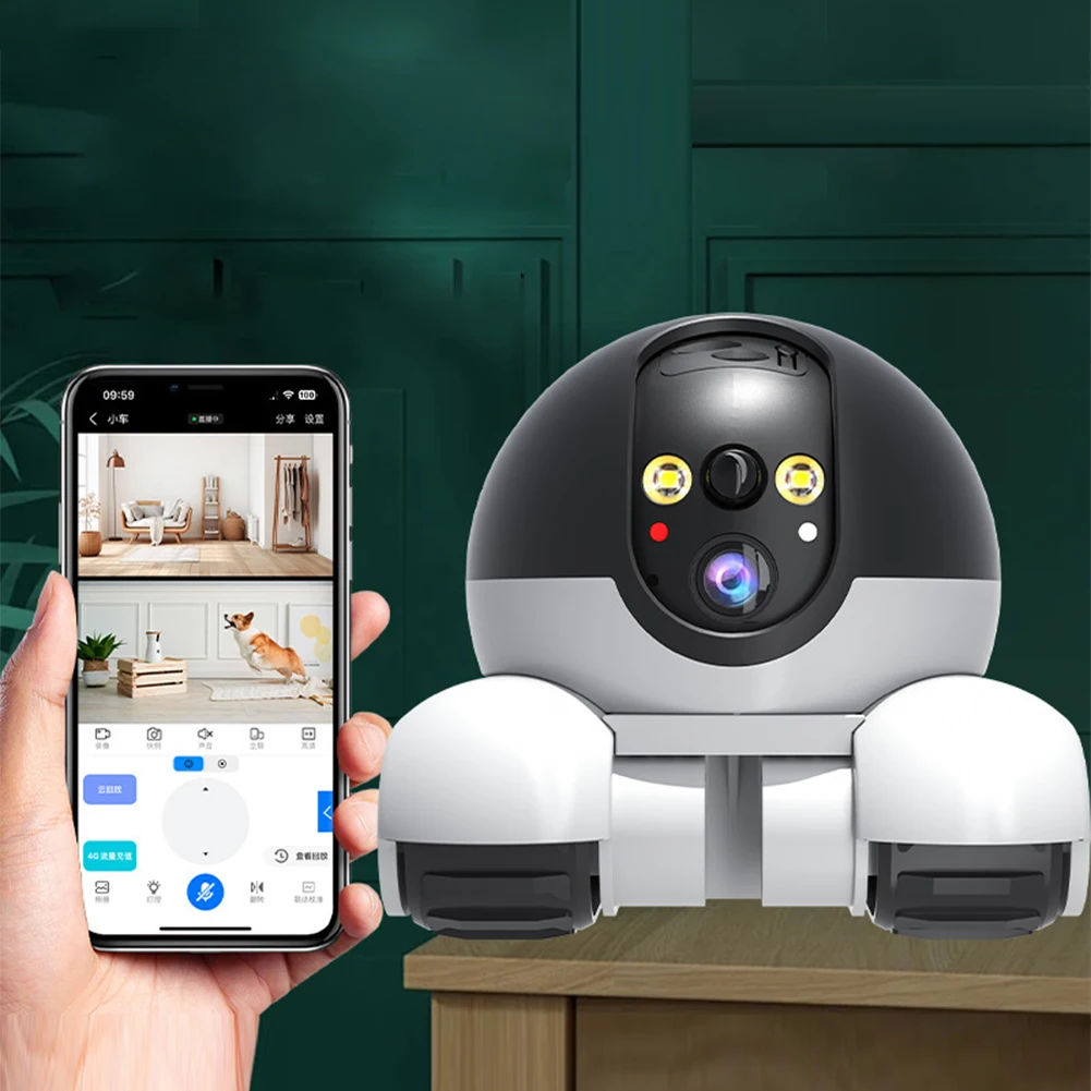 Caméra robot à double objectif WIFI, surveillance à double écran, 1080P HD, caméra de sécurité AI, suivi automatique, surveillance des bébés et des animaux de compagnie 1