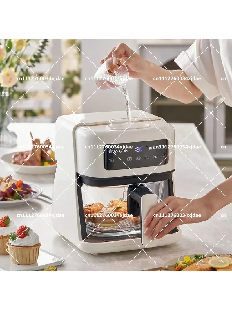 Air Fryer with Visible Window, 2-in-1 Electric Oven & Oil-Free Cooking Basket with Humidifying Function
