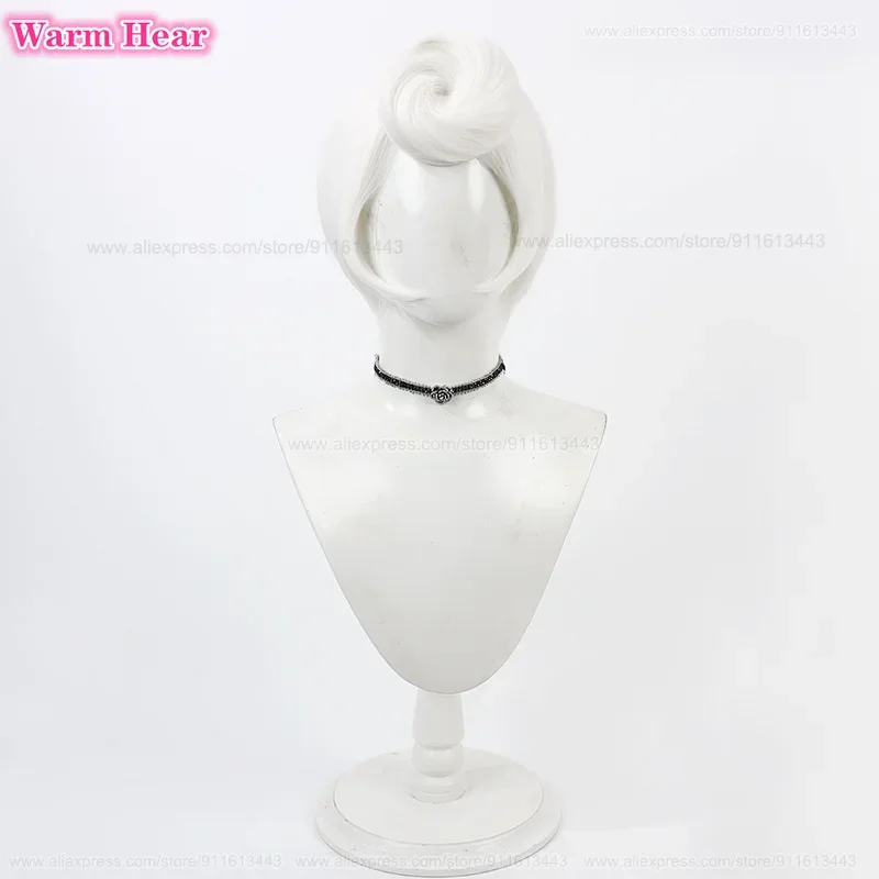 High Quality Anime Synthetic Hotel Rosie Wig Short White Cosplay Anime Wig Heat Resistant Hair Halloween Party Wigs + A Wig Cap