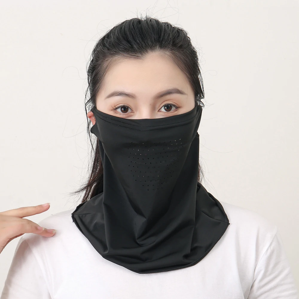 Breathable Face Scarves Summer Outdoor Face Scarf Sunscreen Face Cover Bib Ice Silk Mask Neck Wrap Cover Sun Proof Masks