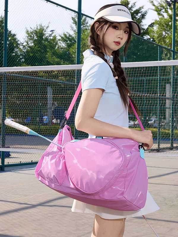 エレガントなバドミントンラケット収納バッグ女性のファッションレザーメンブレンアウトドアカジュアル軽量スポーツフィットネスバッグ