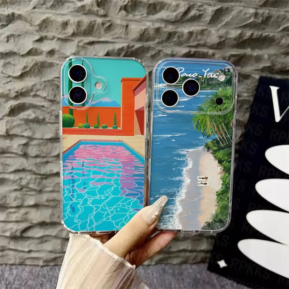 

David Hockney Art Phone Case For iPhone 17,16,15,14,13,12,Pro,Max,Plus,E,SE4,Air,Mini Transparent Cover