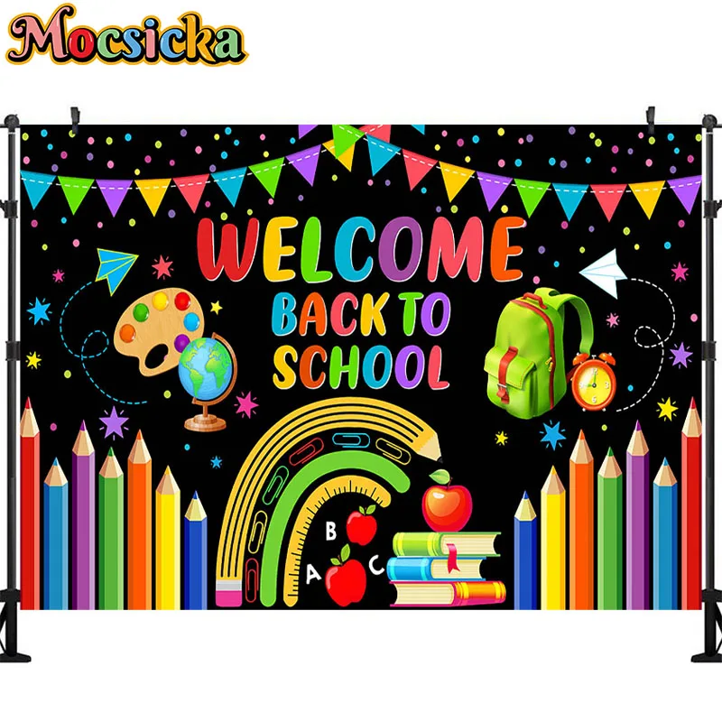 Mocsicka Children Baby Back To School Backdrop Black Blackboard Pencil Graduation Photography Background For Photo Studio Poster