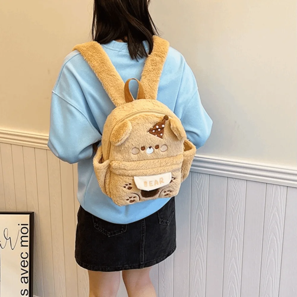 Mochila de Osito de Peluche con Correas Ajustables, Creativa, de Gran Capacidad, Dulce y Portátil, para la Escuela