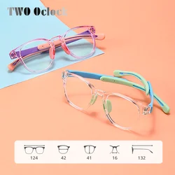 Flexible Candy Color Kids Glasses For Girl Boy Square Transparent Anti Blue Light Prescription Optical Frame 0 Diopter Eyewear