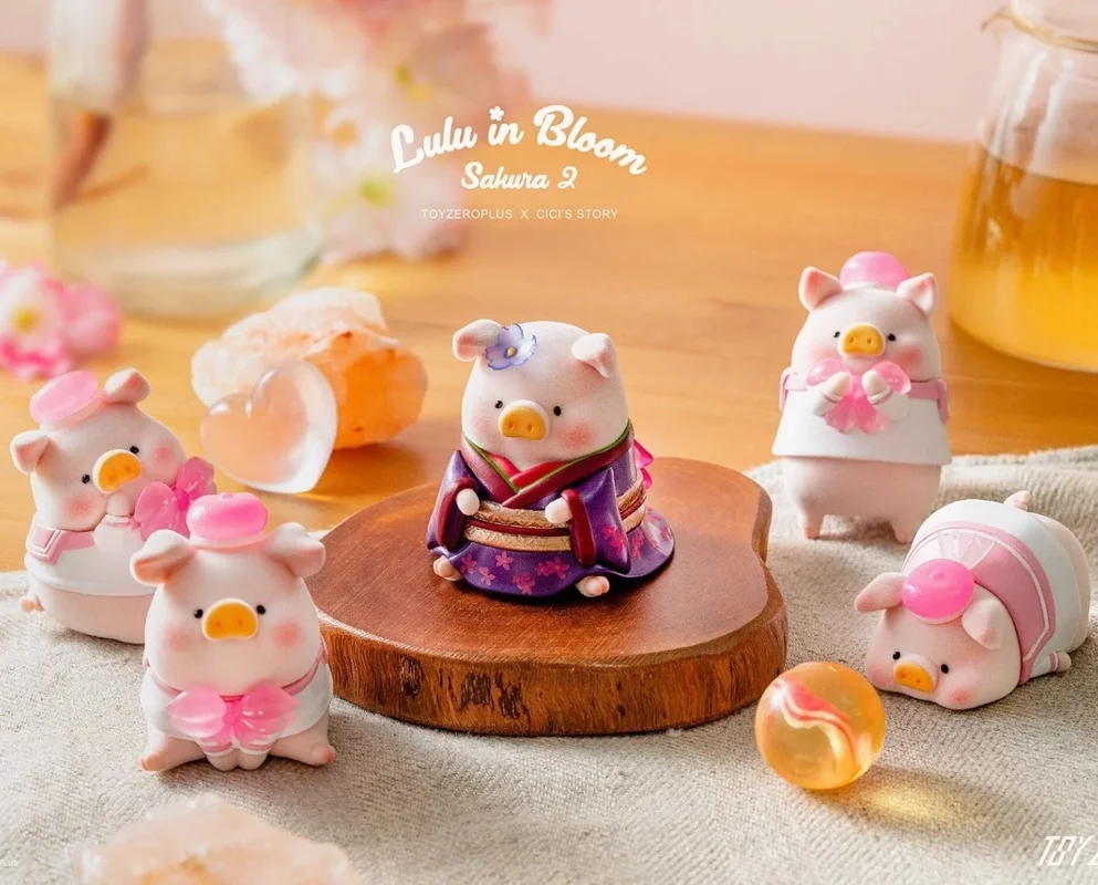 

Супер милая серия Lulu Pig Flower Blooming, слепая коробка, модная игра, вишневый цвет, таинственная коробка ручной работы, кукла в форме сердца, подарок на день рождения