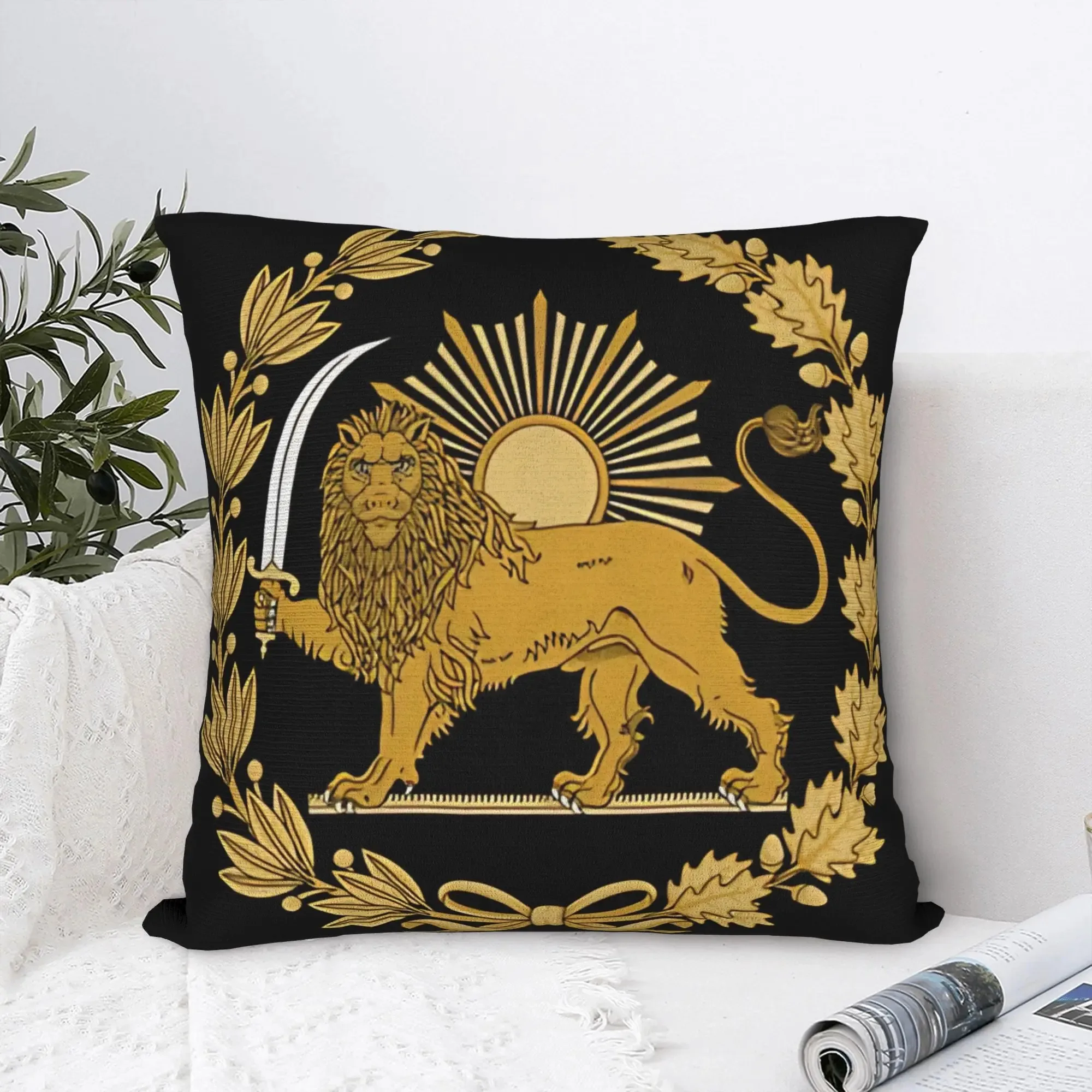 Persian Lion Sun Pillow Cover Double Sided 2D Print Luxurious Stylish Pillow Cover Bedroom Living Room Sofa Regal Accessory Gift
