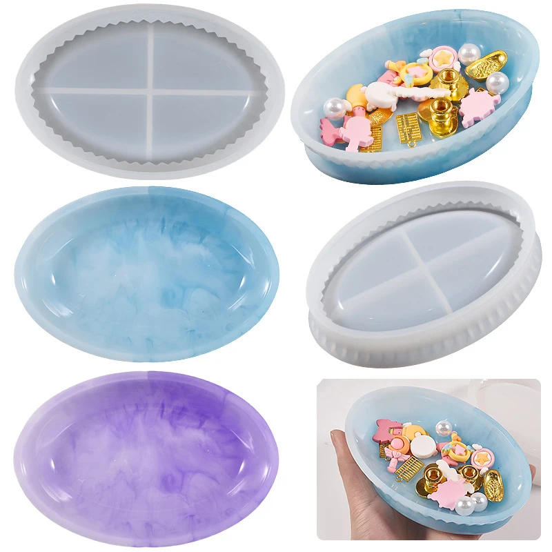 

Oval Stripe Deep Dish Silicone Mold DIY Storage Box Epoxy Resin Casting Art Craft Agate Home Decoration Jewelry Tray Tool