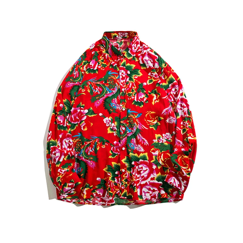 

Мужская повседневная футболка с крупным цветочным принтом, длинным рукавом, воротником-стойкой, свободного кроя, из полиэфирного волокна, весна 2024