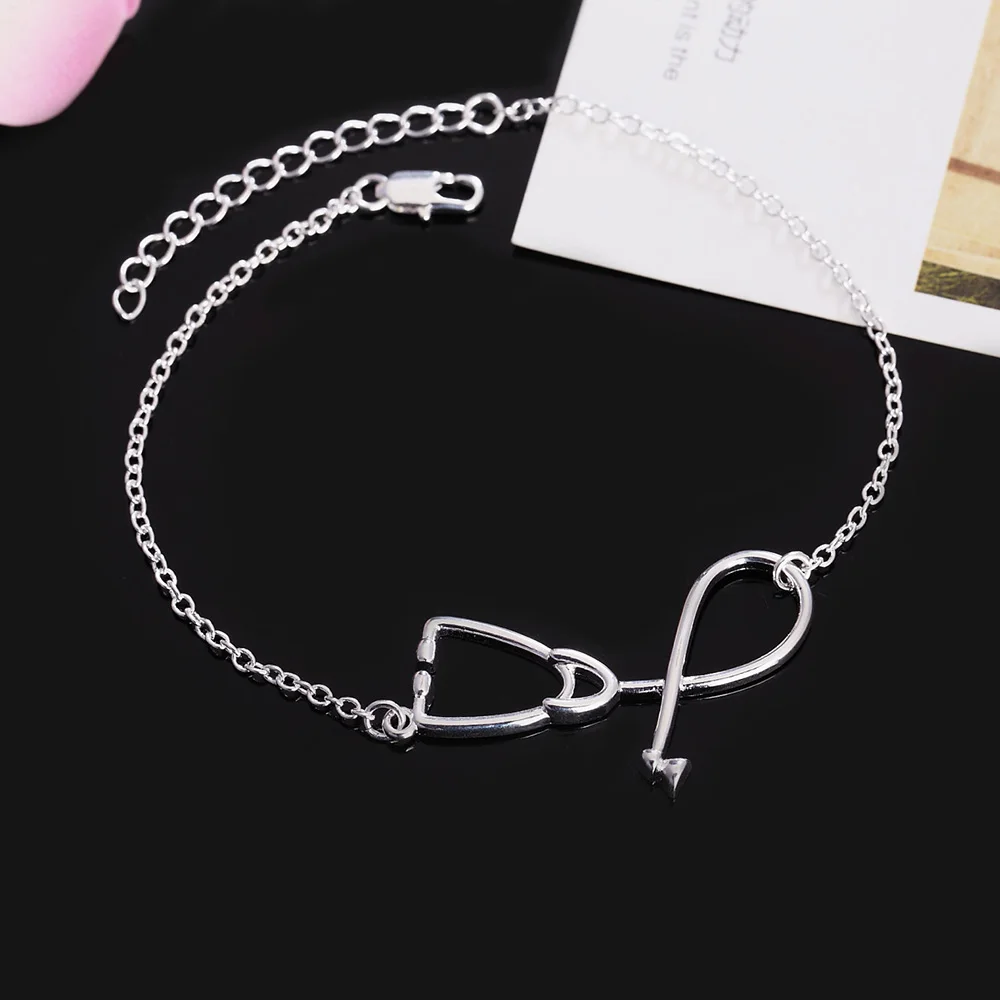 

Hot Popular Jewelry 925 Sterling Silver Simple Stethoscope Chain Bracelets for Women Fashion Wedding Party Christmas Gifts