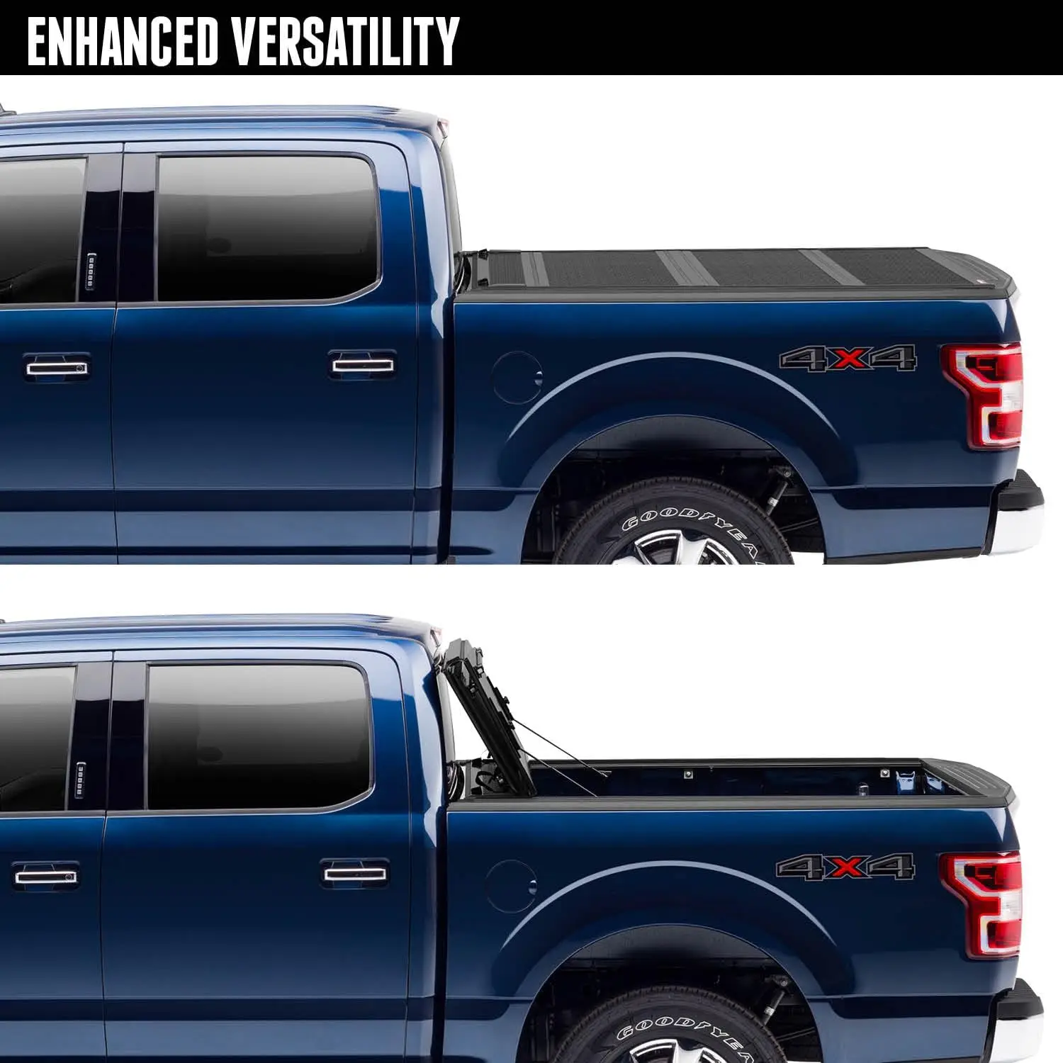 Hard Folding Truck Bed Tonneau Cover | 1126203RB | Fits 2012 - 2018, 2019 - 2021 Classic Dodge Ram 1500, 2012-21 2500