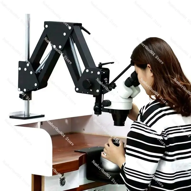 NEW Adjustable Extension Type Jewelry Jade Making Trinocular Binocular Stereo Microscope Spring Stand Holder Bracket Base