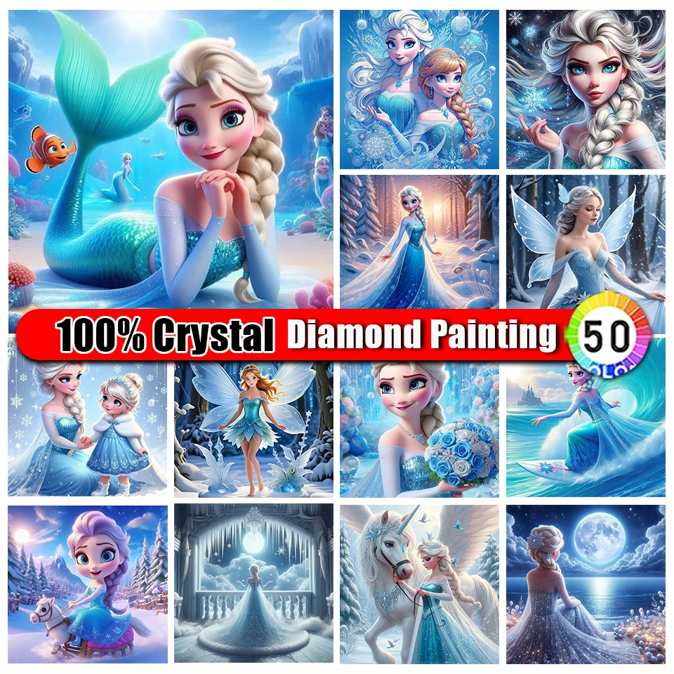 

Picture Size 100% Crystal Diamond Painting Frozen Princess Anna Full Square Round Disney Embroidery Diamond Mosaic Cartoon Art