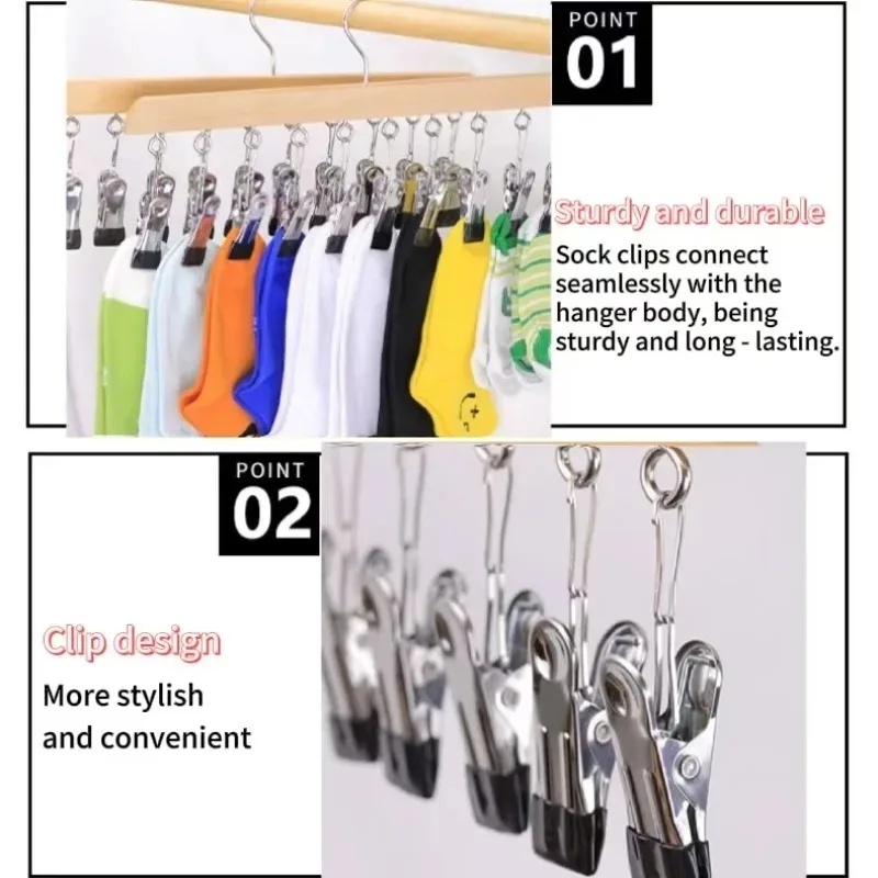 شماعة ملابس خشبية متعددة الوظائف 10 مقاطع قبعة شماعات خزانة المنزل الجوارب مع كليب تخزين أداة لقبعات الملابس الداخلية #3