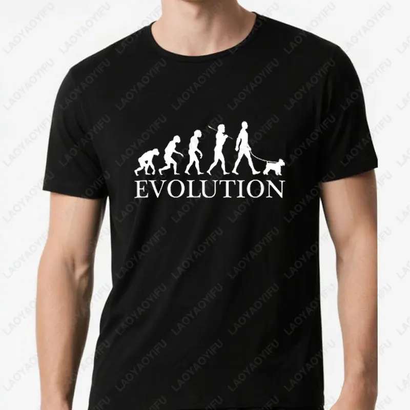 Camiseta de Modal de la evolución de Schnauzer en miniatura de los hombres y las mujeres, regalos para perros, Andador, camisetas clásicas simples con estampado de patrones, camisetas divertidas regulares