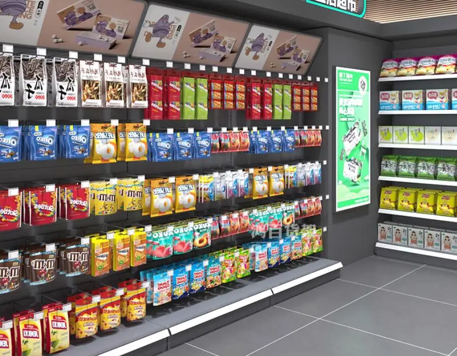 Supermarket convenience store display rack, multi-layer storage rack, pharmacy snack display rack against the wall