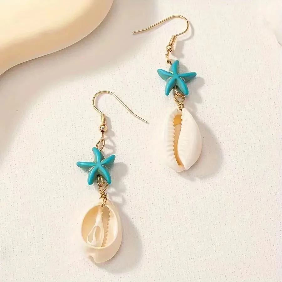 2PCSFashion Delicate Gold Plated Lrregular Back Earrings Heavy Design High Quality Cream Flower Earrings, The Best Family Gift F
