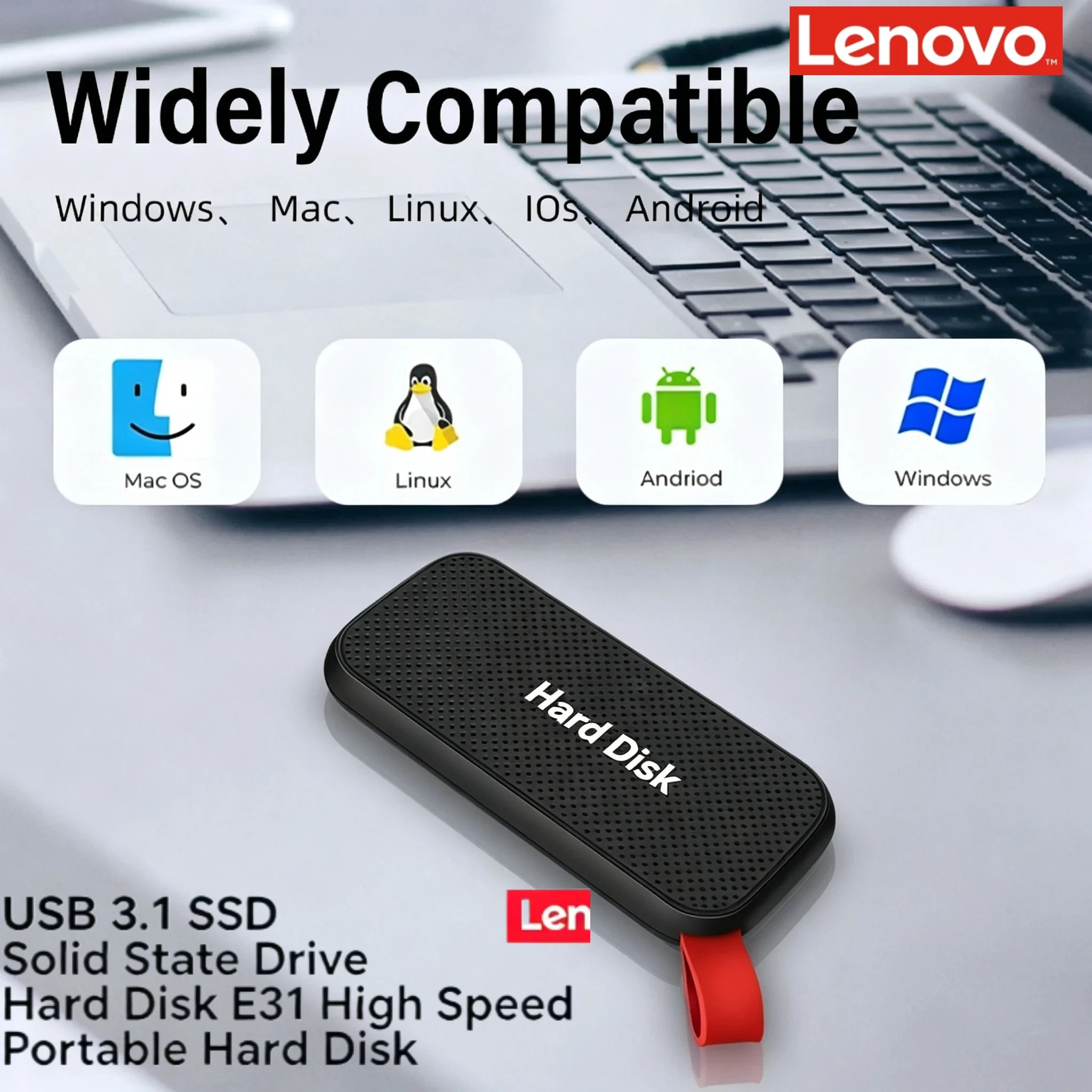 

Внешний SSD-накопитель Lenovo USB 3.1 E31 1 ТБ: высокоскоростное портативное хранилище для ноутбуков, PS5, телефонов и резервного копирования игровых данных