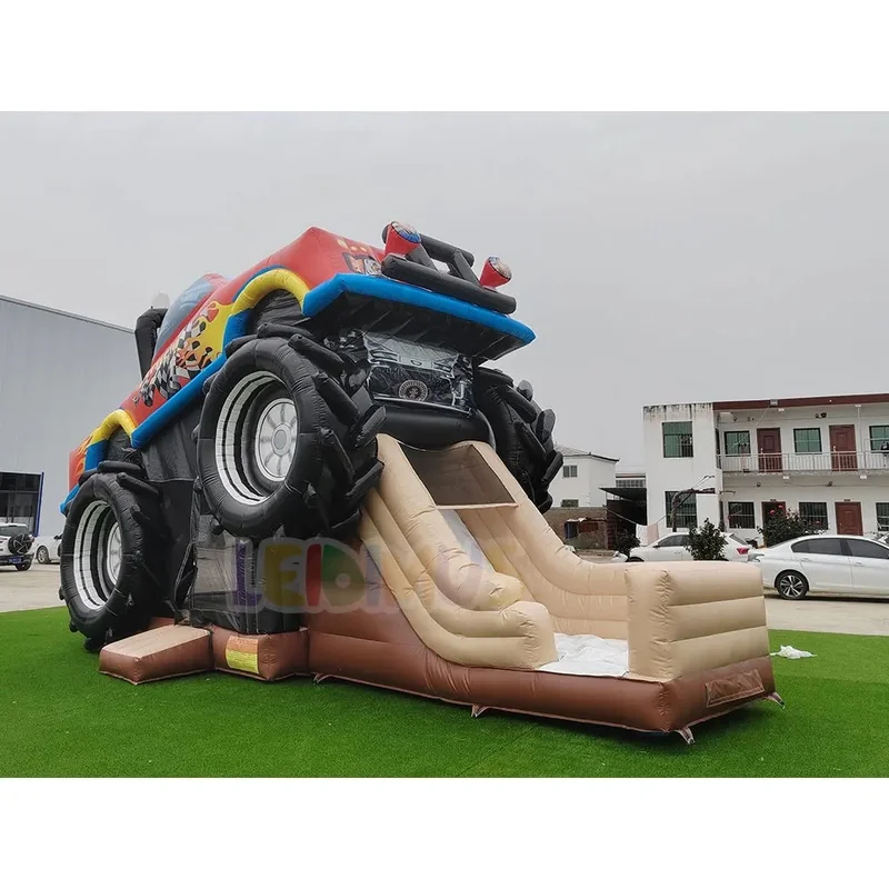 Commercial Bounce House Monster Truck Inflatable Bouncer Most Popular Hupfburg Bouncy Castle with Slide for Kids Party Rental
