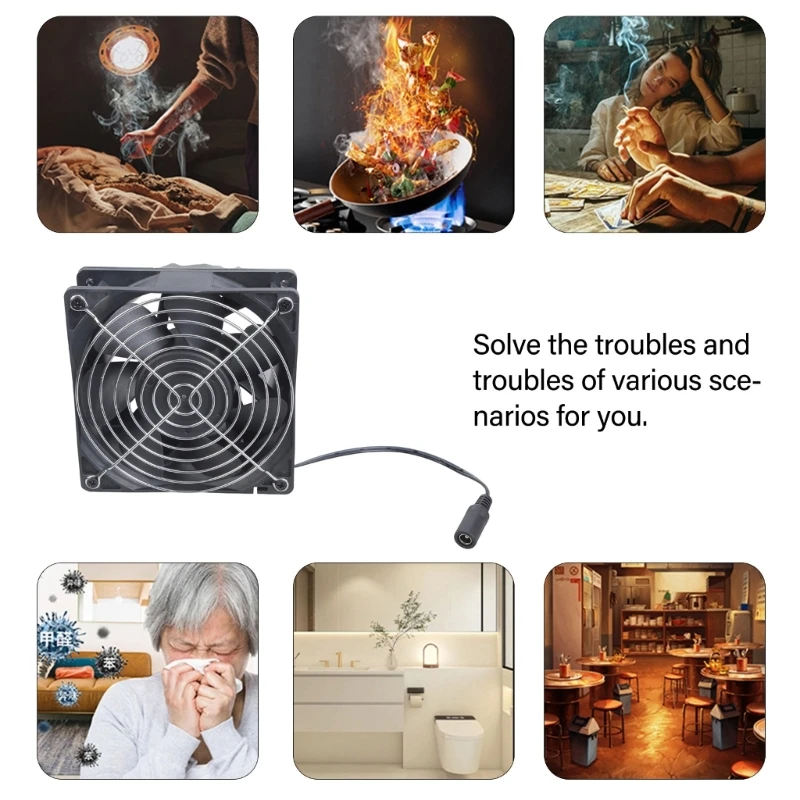 Heavy Duty DC12V 120mm 6000RPM Round Duct Exhaust Fan for Warehouses Grow Tents