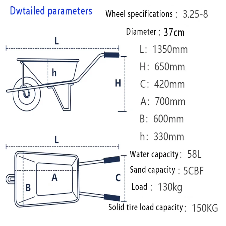 Wendy Construction Stainless Steel Manual And Electric Wheelbarrow Multipurpose Garden Cement Wheelbarrow Metal Material
