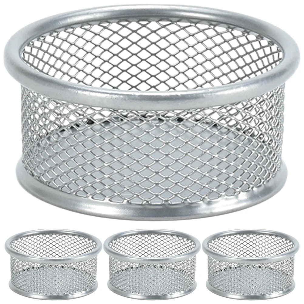 

4pcs Paperclip Holder Mesh Desk Organizer Stackable School Office Supplies Storage Container For Clips Thumbtacks Pins