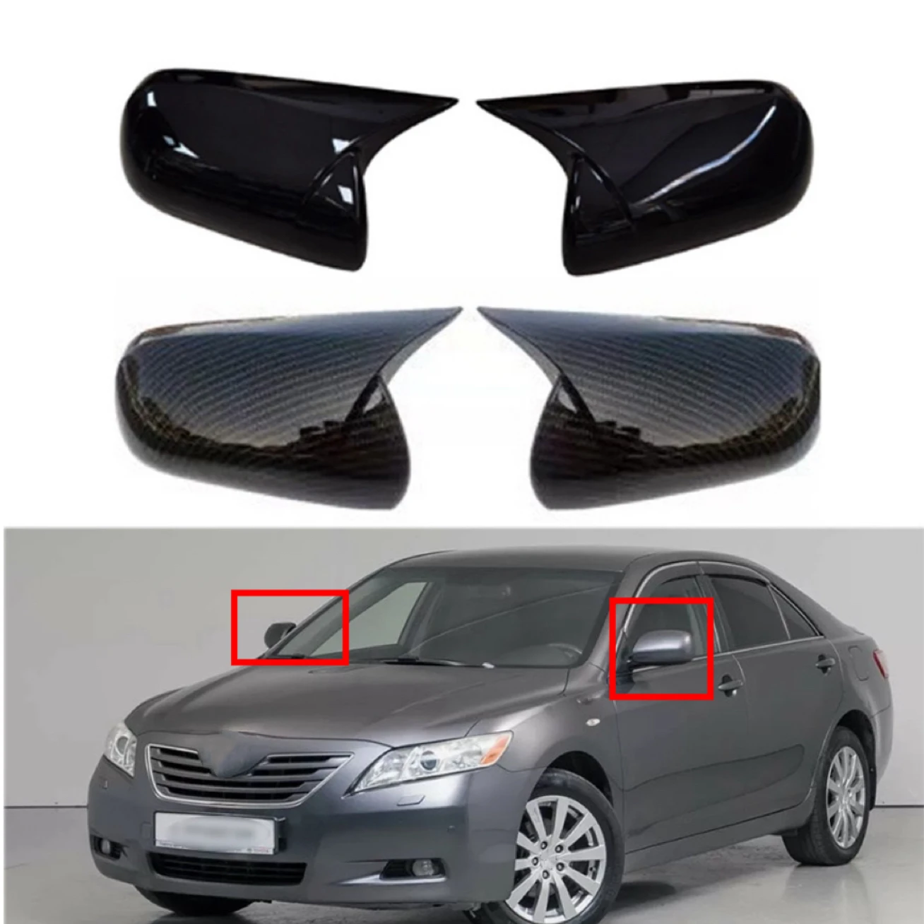 

Fit For Toyota Mark X Reiz 2005-2007 Rearview Side Mirror Cover Car Wing Cap Exterior Door Rear View Case Trim Carbon Fiber Look