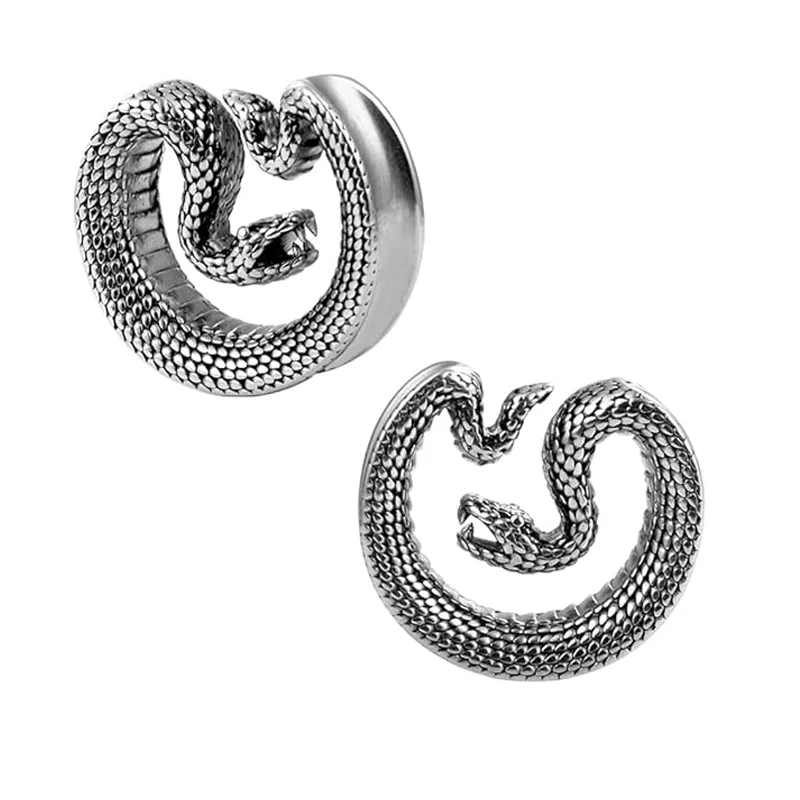 

Wholesales Ear Gauges Fashion Snake Saddle Ear Plugs Tunnels Stainless Steel Hypoallergenic Earrings Plugs for Ears Expander