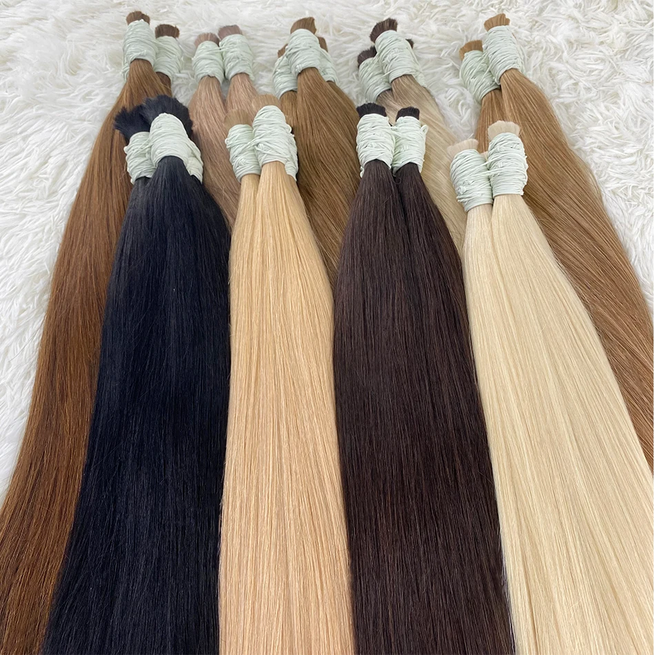 100% Human Boho Braiding Hair Bulk Real No Weft Hair Bundle For Women Original Remy Hair Bulk Unprocessed Straight Natural Hair