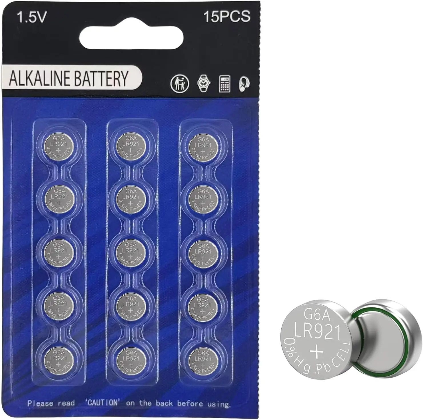 15 Pack AG6 LR920 SR920SW Alkaline Button Battery 1.5V for Watches and Small Electronics