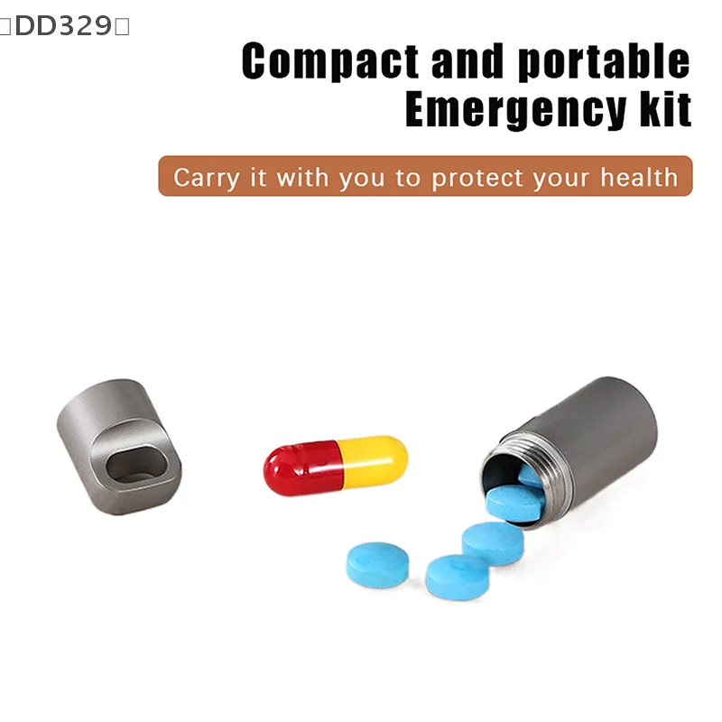 〔DD329〕1Pcs Waterproof Metal Capsule Box Mini Medicine Holder Stainless Steel Pill Case Mini Pill Holder EDC Tool Seal Bottle - view 2