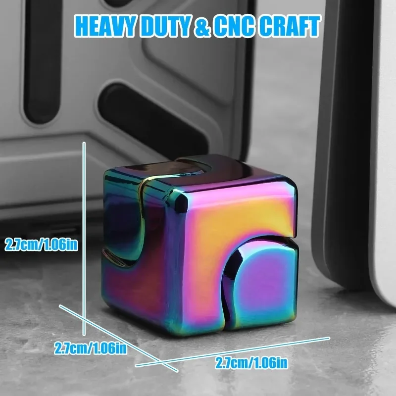 Metal Cube Rotating Fingertip Gyroscope Fidget Anti Stress Toys Adult Office Home Travel Portable Spinner Toys Christmas Gifts