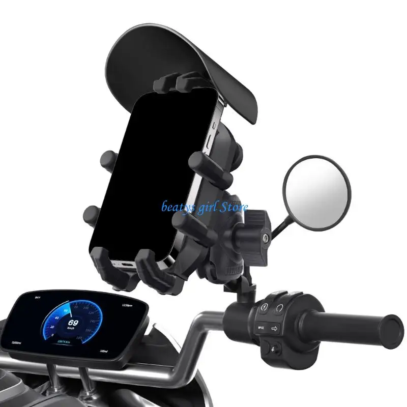 C7AB Adjustable Motorcycle Phone Mount Holder With Vibration Dampening For Secure Rid