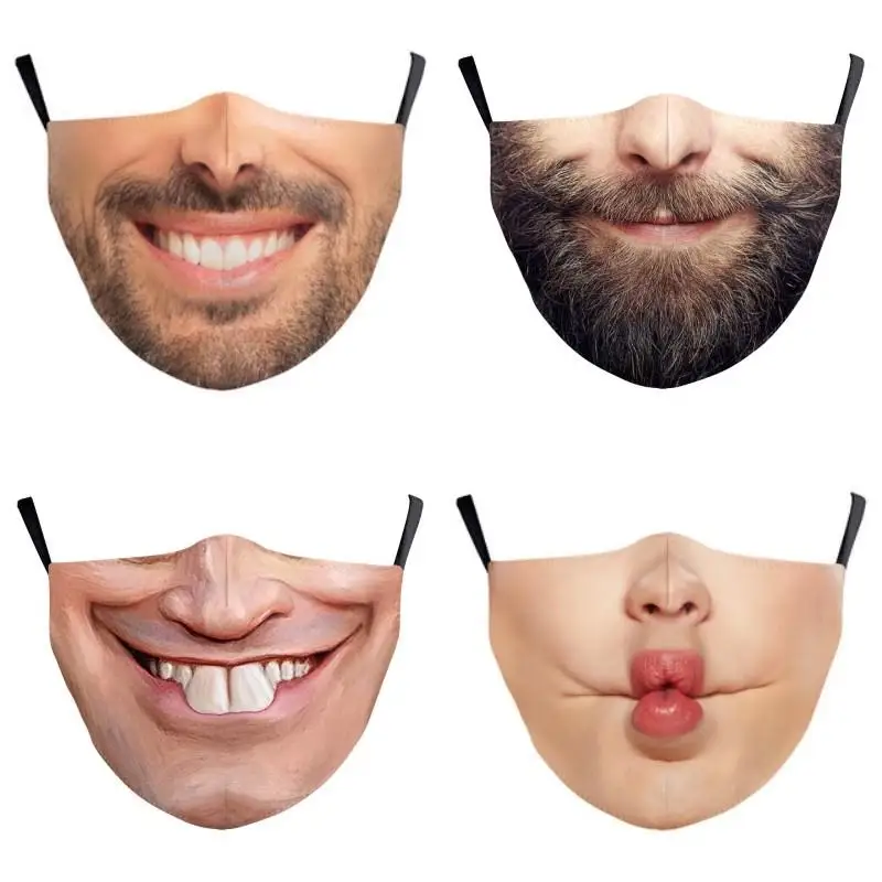 

Comical 3D Face Mask with Big Mouth And Beard Fake Lips for Performance Decoration Medical Environment Normal Specification