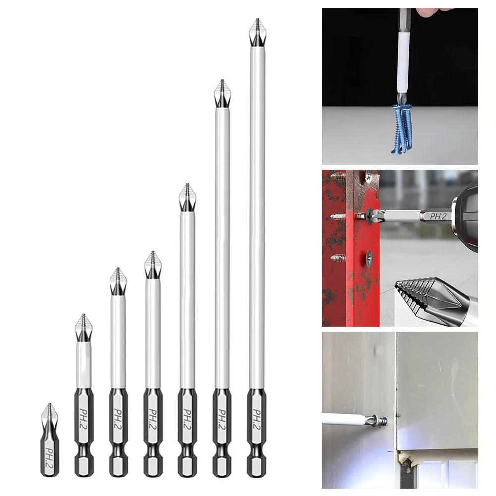 1pc rutsch fester Kreuz schrauben dreher Bit 25-150mm magnetischer rutsch fester Chargen kopf ph2 Kreuz schrauben dreher Sechs kant schaft bohrer für elektrische Bohrmaschine