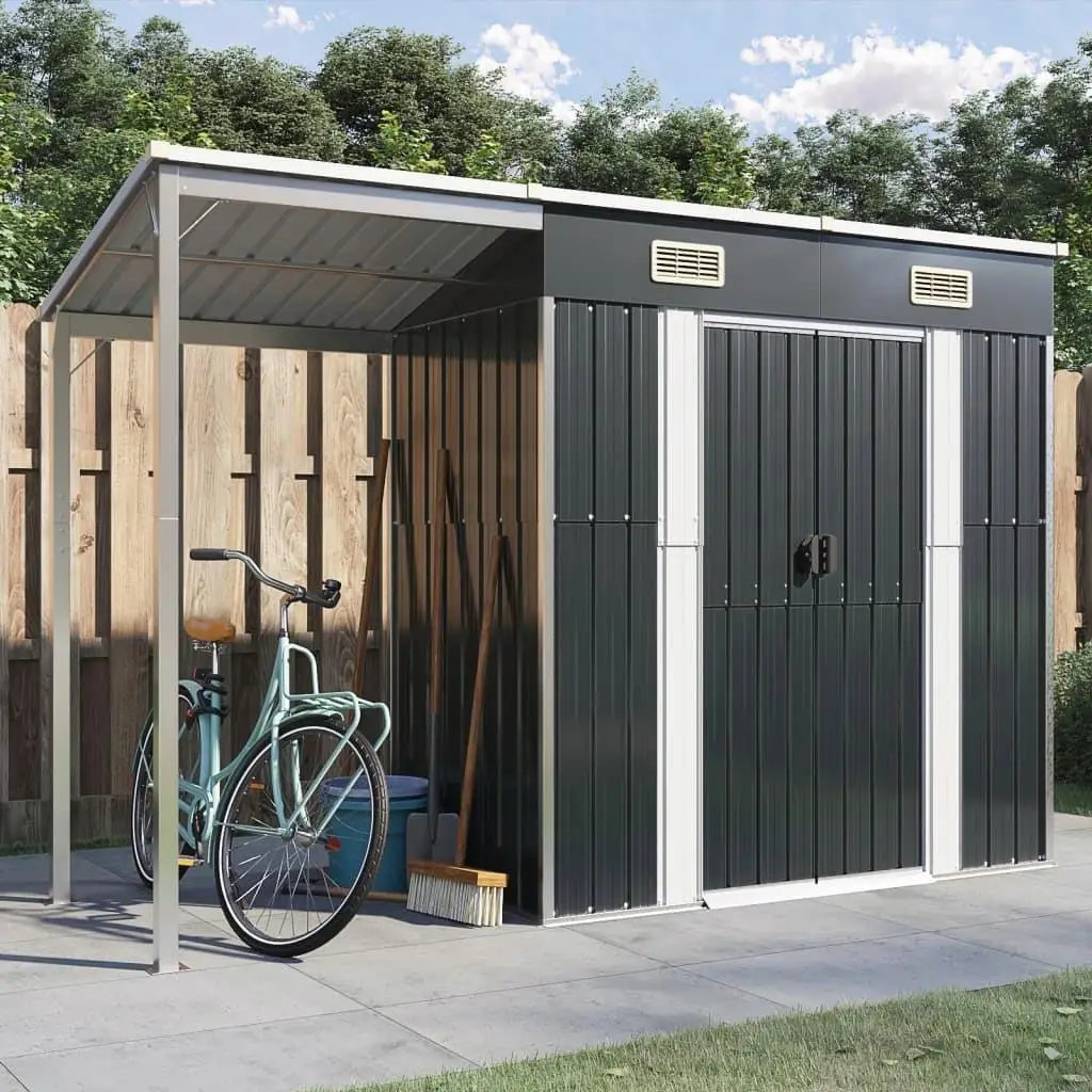 Garden Shed Anthracite Galvanized Steel Plastic Large Storage