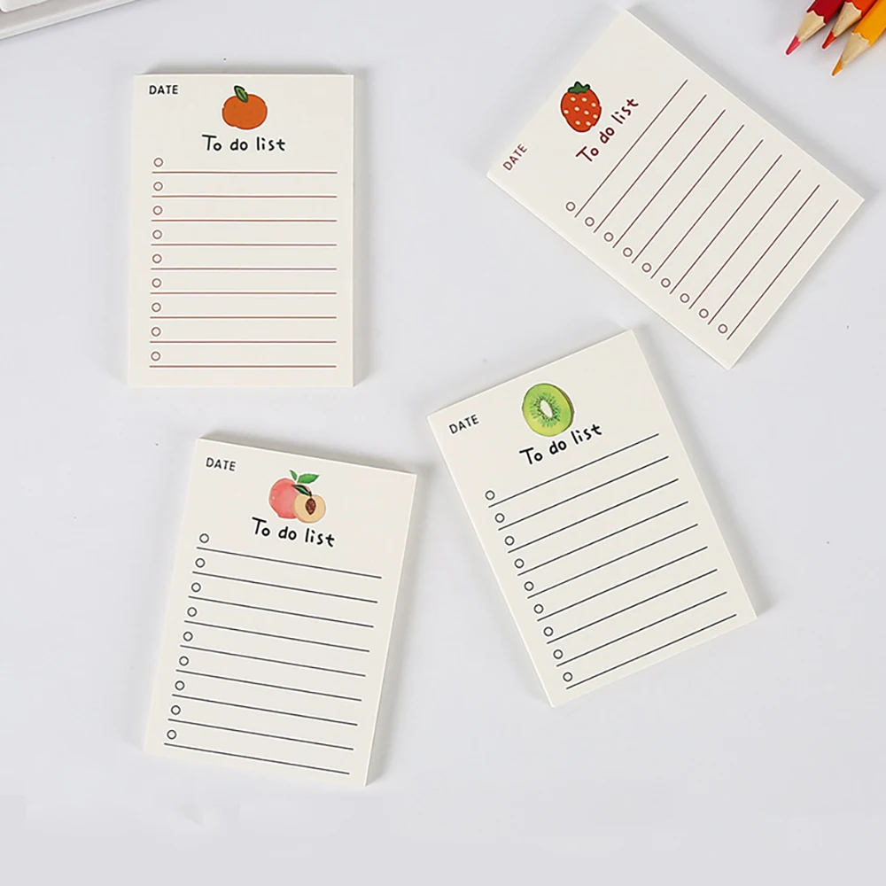 Simple Memo Pad Note Book Tearable Not Sticky Kawaii Decoration Sticky Notes Fruit Hand Account Memo Message Paper To Do List