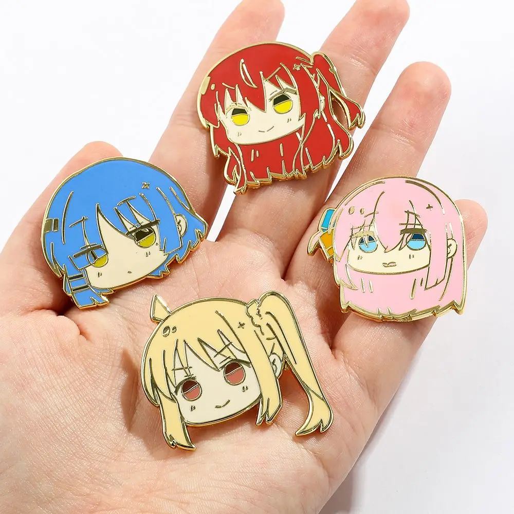 Neuer Bocchi the Rock! Gotoh Hitori/Ryo Yamada Ikuyo Kita Metall-Abzeichen mit hohem Farbwert, niedliche Cartoon-Brosche für Kleidung, Rucksack-Medaille – Detail 2
