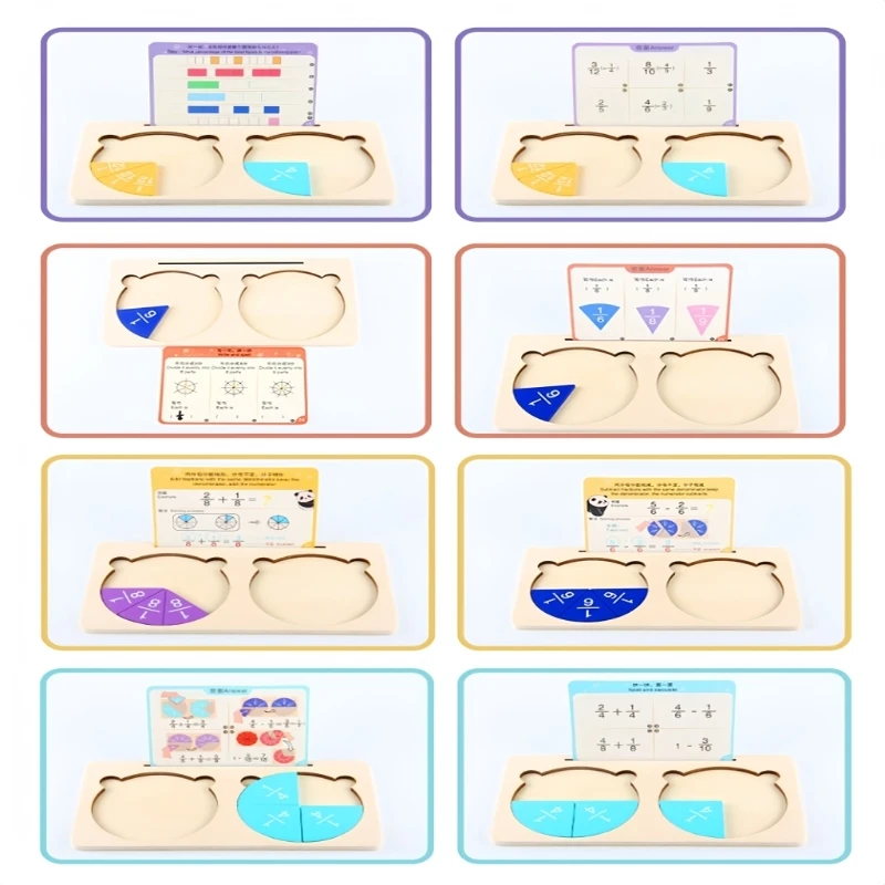 Childrens Fraction Learning With Wooden Puzzle Pieces Interactive Math Educational Toy For Classroom Homeschool Or Tutoring 15UB