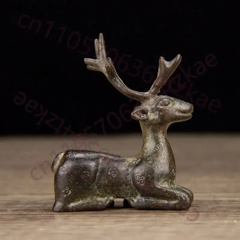 6 Cm Chinese Bronze Deer Statue Old Brass Animal Deer Sculpture
