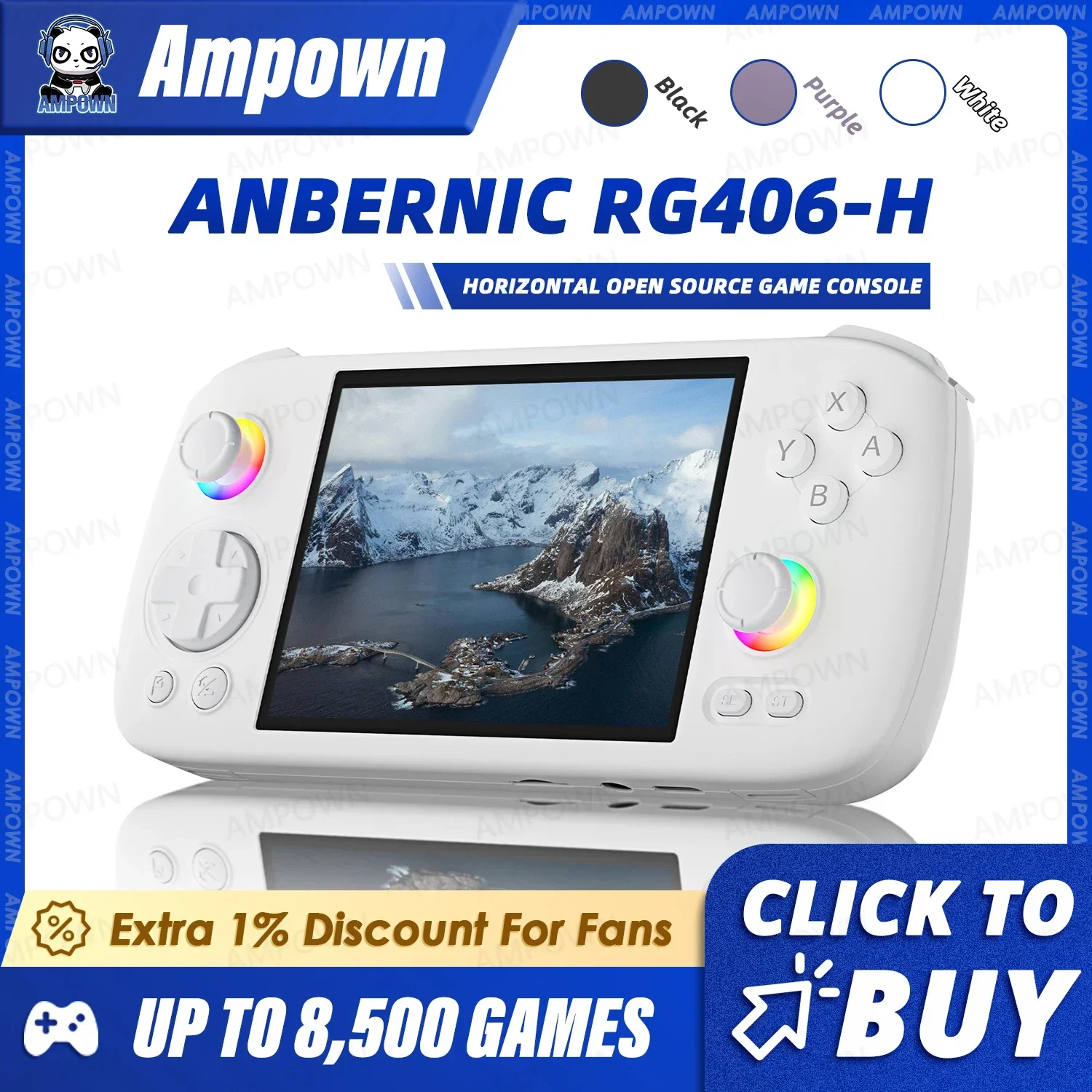 ANBERNIC RG406H Video Game Console 4'' IPS Touch Screen Android13 Unisoc T820 3D Hall Joystick Hall Trigger RGB Lighting Effects