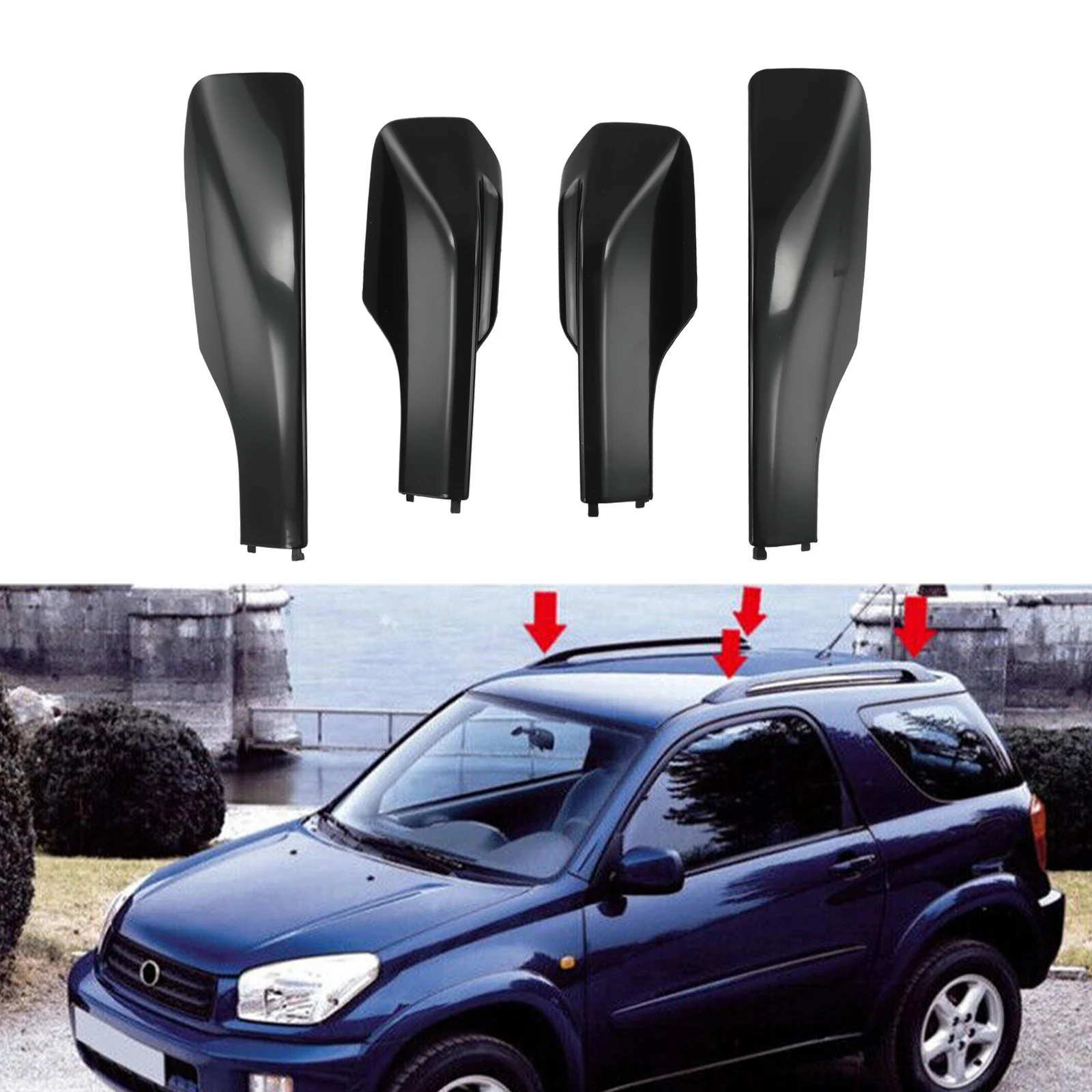 

Brand New Roof Rack Roof Rail 4Pcs ABS Automotives Black Car Exterior Accessories For TOYOTA For RAV4 2001-2006